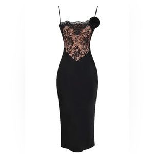 Nikita Black Satin and Lace Corset Dress